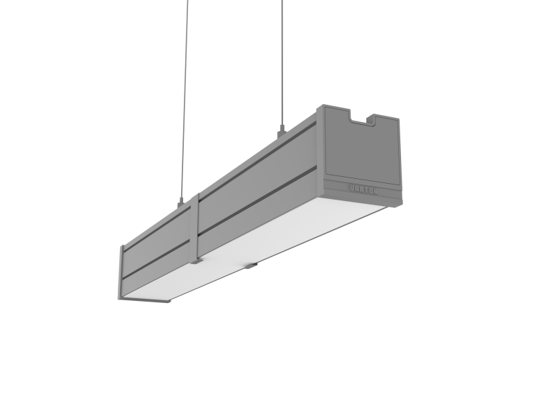 Светильник светодиодный Mercury Pro GL 523х66х68 18Вт 3000К CRI90 подвесной/накладной аварийный автономный постоянного действия рассеив. опал закал. стекло RAL7045 сер. муар декор. провод 2м подвесы 2м VARTON V1-R0-7R256-31GOA-5401830