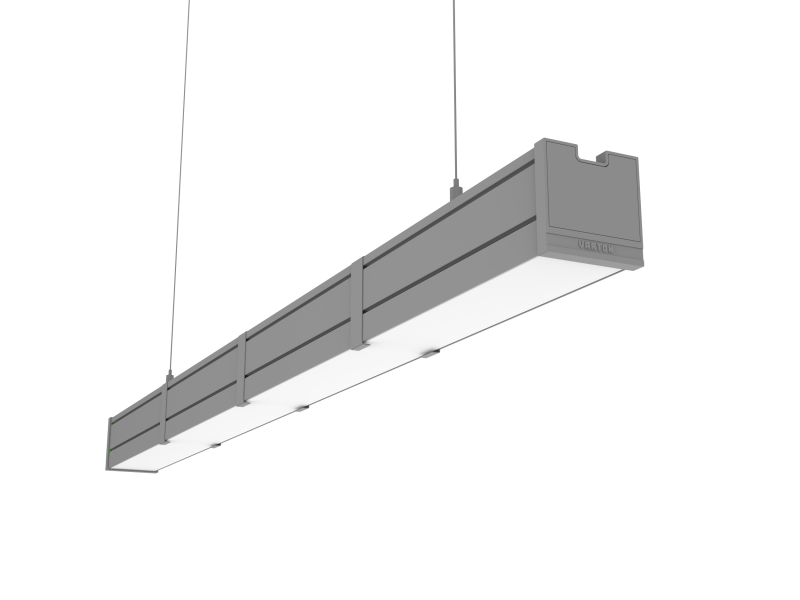 Светильник светодиодный Mercury Pro GL 1019х66х68 15Вт 4000К CRI90 подвесной/накладной рассеив. опал закал. стекло RAL7045 сер. муар с декоративным проводом 2м и комплектом подвесов 2м VARTON V1-R0-7R257-31GOP-5401540