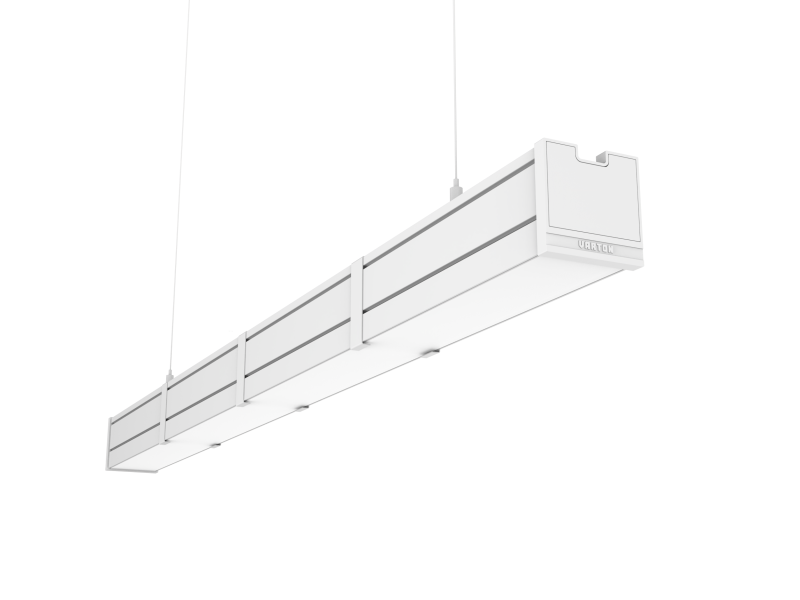 Светильник светодиодный Mercury Pro GL 1019х66х68 48Вт 4000К CRI90 подвесной/накладной рассеив. опал закал. стекло RAL9003 бел. муар с декоративным проводом 2м и комплектом подвесов 2м диммер DALI VARTON V1-R0-0R257-31GOD-5404840