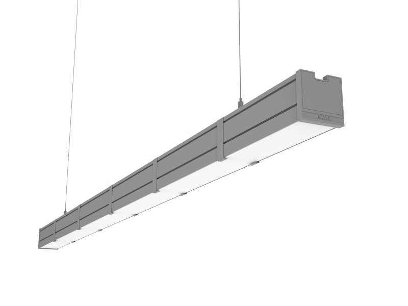 Светильник светодиодный Mercury Pro GL 1516х66х68 50Вт 4000К CRI90 подвесной рассеив. опал закал. стекло RAL7045 сер. муар с декоративным проводом 2м и комплектом подвесов 2м VARTON V1-R0-7R258-31GOP-5405040