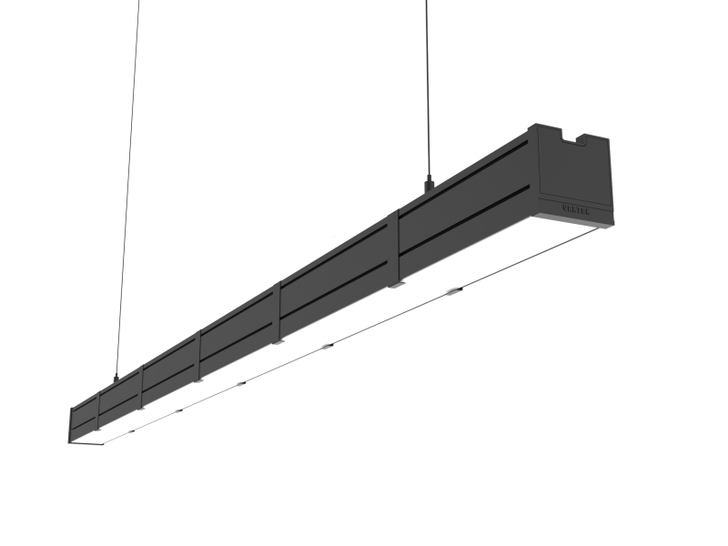 Светильник светодиодный Mercury Pro GL 1516х66х68 73Вт 4000К CRI90 подвесной/накладной рассеив. опал закал. стекло RAL9005 черн. муар с декоративным проводом 2м и комплектом подвесов 2м диммер DALI VARTON V1-R0-9R258-31GOD-5407340