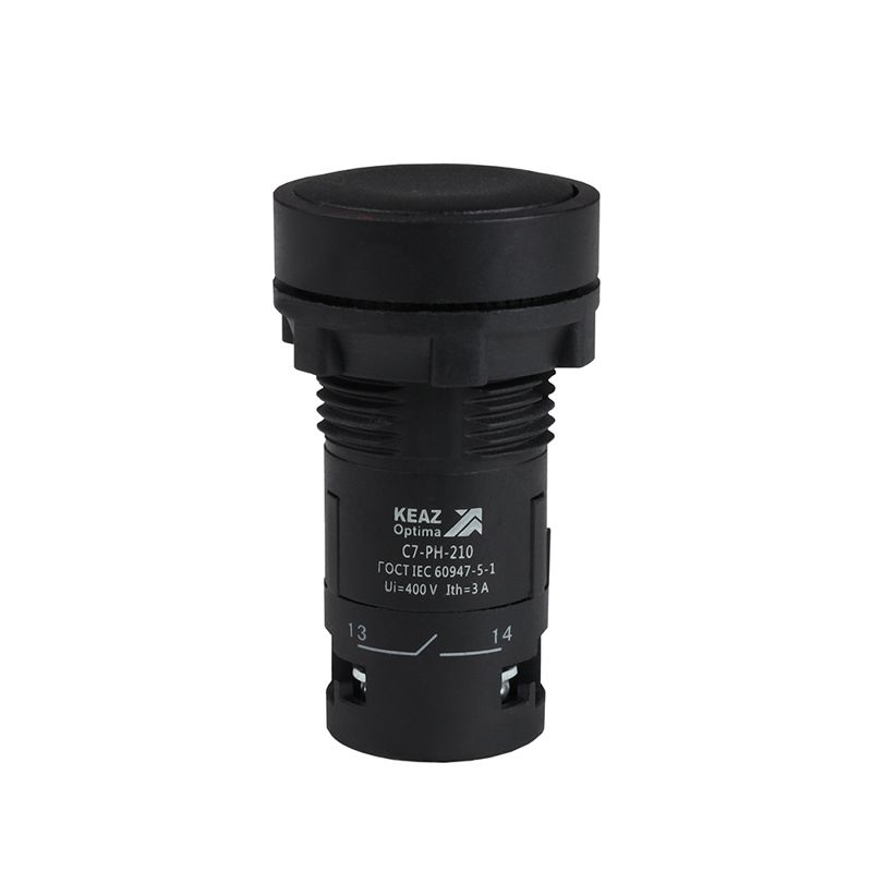 Кнопка с фиксацией OptiSignal Compact D22 С7-PH-210 черн. 1НО XB7NH21 КЭАЗ 362061