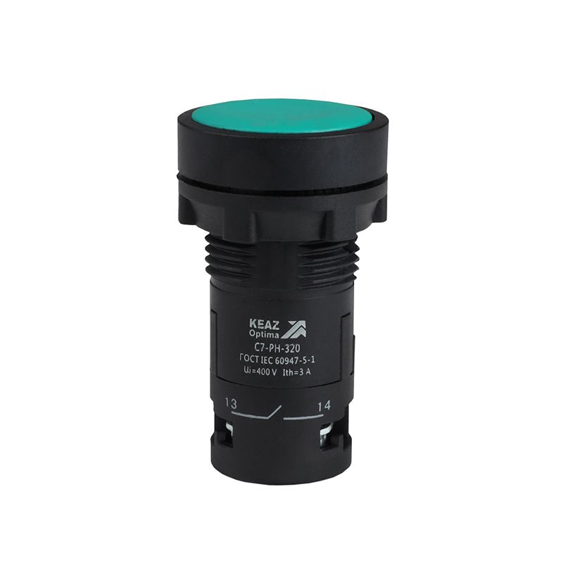 Кнопка с фиксацией OptiSignal Compact D22 С7-PH-320 зел. 2НО XB7NH33 КЭАЗ 362080