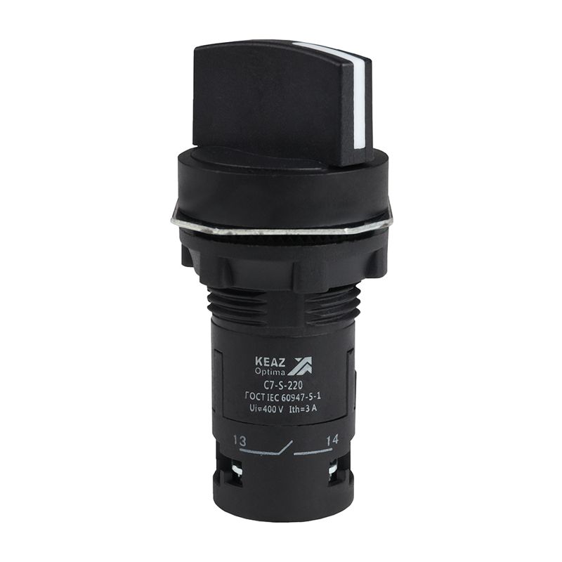 Переключатель 2 положения OptiSignal Compact D22 С7-S-220 черн. 2НО XB7ND23 КЭАЗ 362134