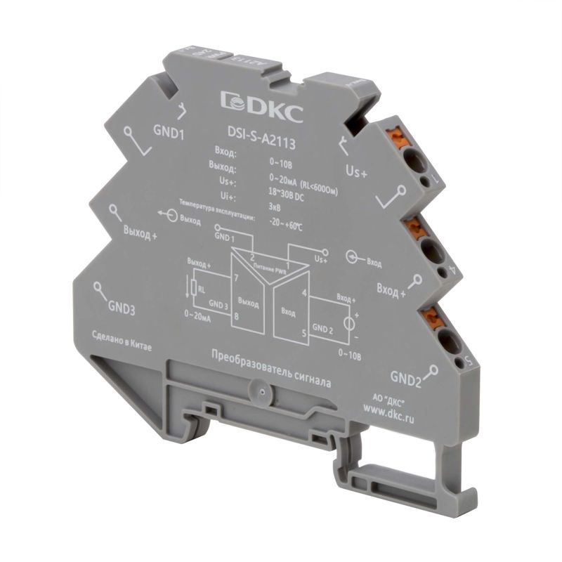 Преобразователь сигнала DSI 6.2мм 1 вход 0-10В 1 выход 0-20мА DKC DSI-S-A2113
