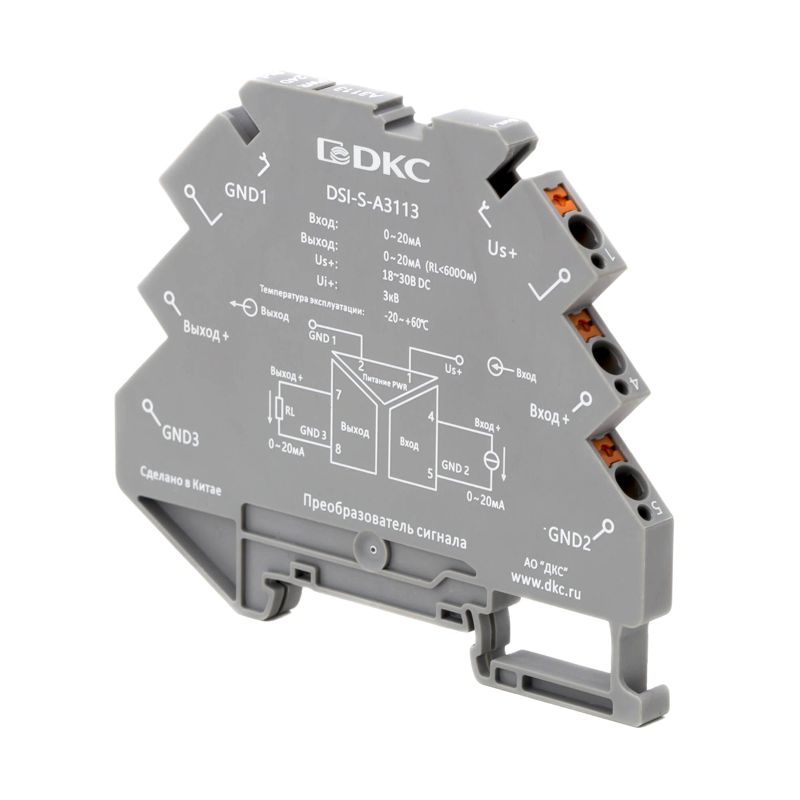 Преобразователь сигнала DSI 6.2мм 1 вход 0-20мА 1 выход 0-20мА DKC DSI-S-A3113