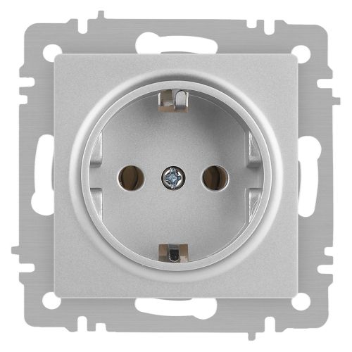 Розетка 1-м СП Accent 6-202-03 16А IP20 250В 2P+E Schuko алюм. Intro Б0063686