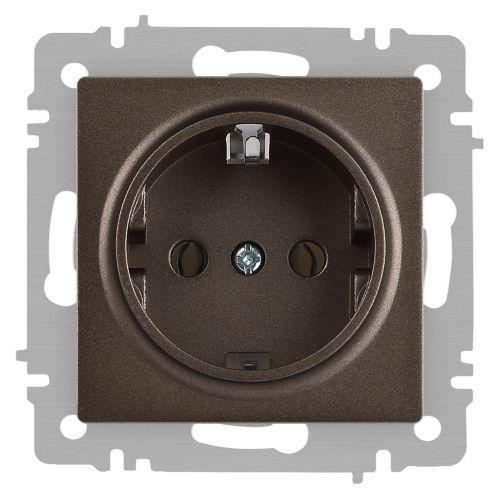 Розетка 1-м СП Accent 6-202-08 16А IP20 250В 2P+E Schuko бронза Intro Б0063699