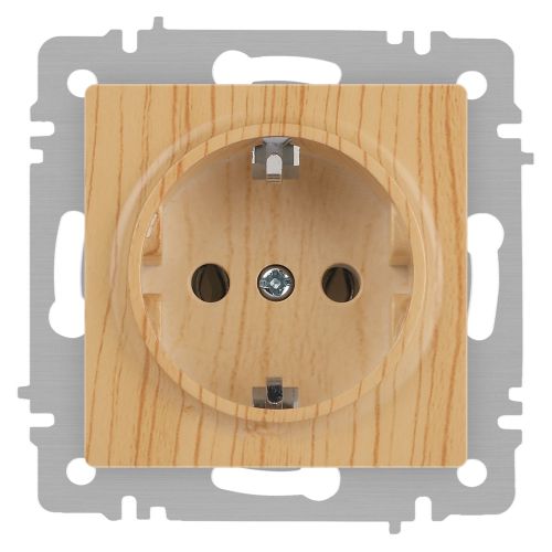 Розетка 1-м СП Accent 6-202-11 16А IP20 250В 2P+E Schuko сосна Intro Б0063706