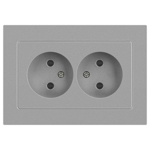 Розетка 2-м СП Accent 6-204-03 16А IP20 250В 2P AL/CU алюм. Intro Б0063453