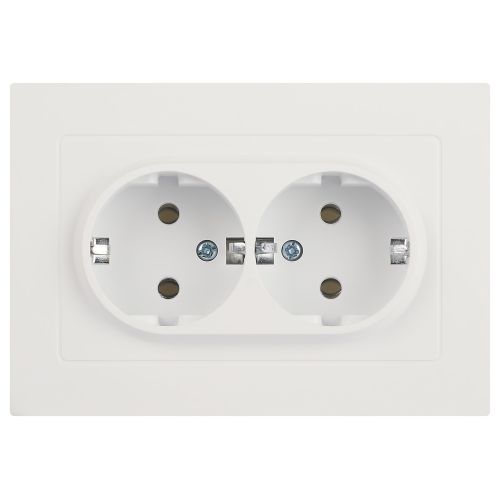 Розетка 2-м СП Accent 6-205-01М 16А IP20 250В 2P+E Schuko AL/CU бел. матов. Intro Б0063487