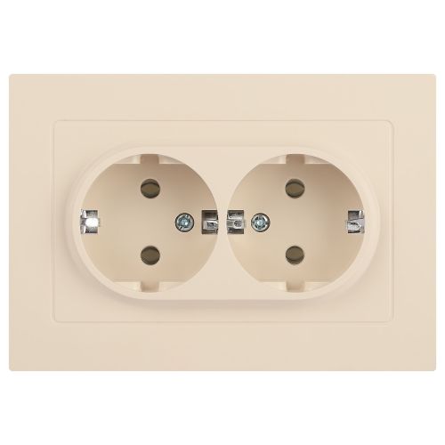 Розетка 2-м СП Accent 6-205-02 16А IP20 250В 2P+E Schuko AL/CU сл. кость Intro Б0063489