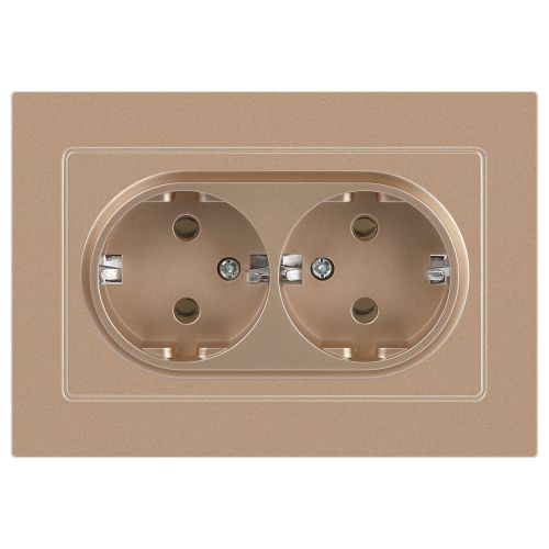 Розетка 2-м СП Accent 6-205-04 16А IP20 250В 2P+E Schuko AL/CU шампань Intro Б0063492