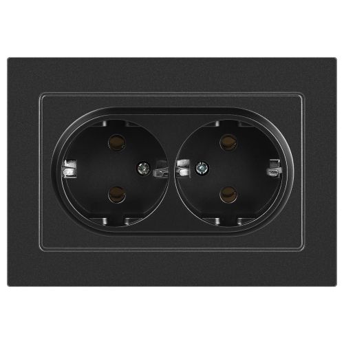 Розетка 2-м СП Accent 6-205-07 16А IP20 250В 2P+E Schuko AL/CU графит Intro Б0063496