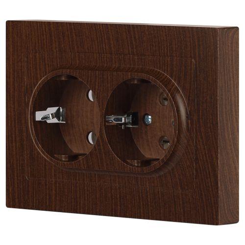 Розетка 2-м СП Accent 6-205-10 16А IP20 250В 2P+E Schuko AL/CU венге Intro Б0063502