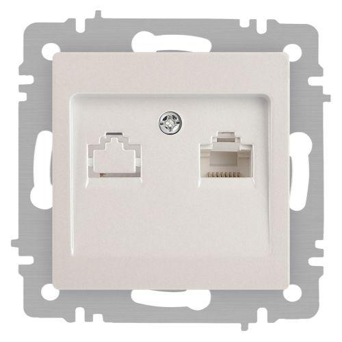 Розетка компьютерная 1-м СП Accent 6-303-06 RJ45 IP20 перламутр. Intro Б0063636