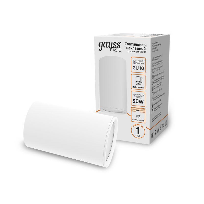 Светильник Basic накладной под лампу GU10 бел. GAUSS HD060