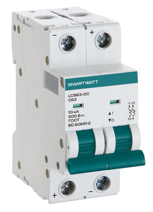 Выключатель автоматический модульный PDE LCB63H-DC-C40/2 40А 2P кривая C 10кА SmartWatt 4512020490095