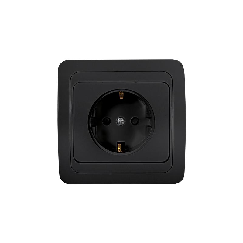 Розетка 1-м с заземл. CLASSICO 2028B черн. IN HOME 4690612061108