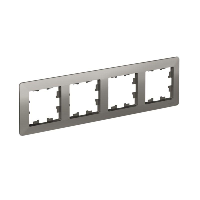 Рамка 4-м AtlasDesign Air сталь/дым. черн. SE ATN220904