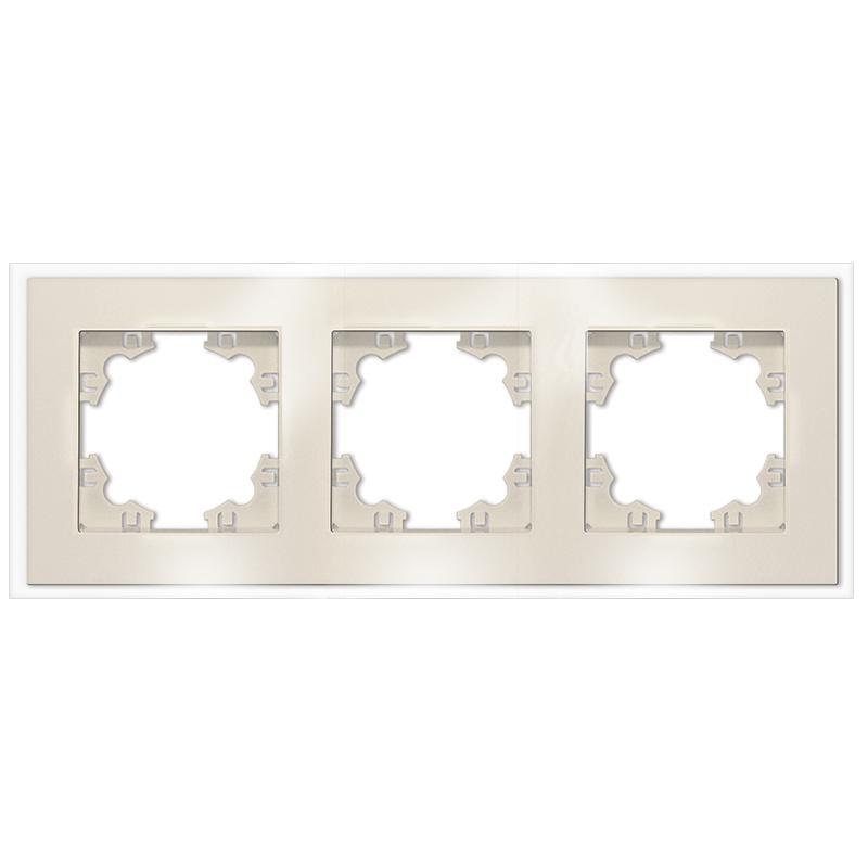 Рамка 3-м Афина стеклянная сл. кость (ivory) UNIVersal 2274