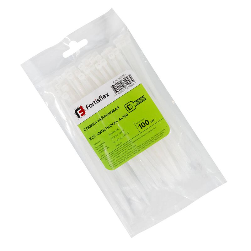 Хомут нейлоновый КСС MULTILOCK 4х150 бел. (уп.100шт) Fortisflex 102301