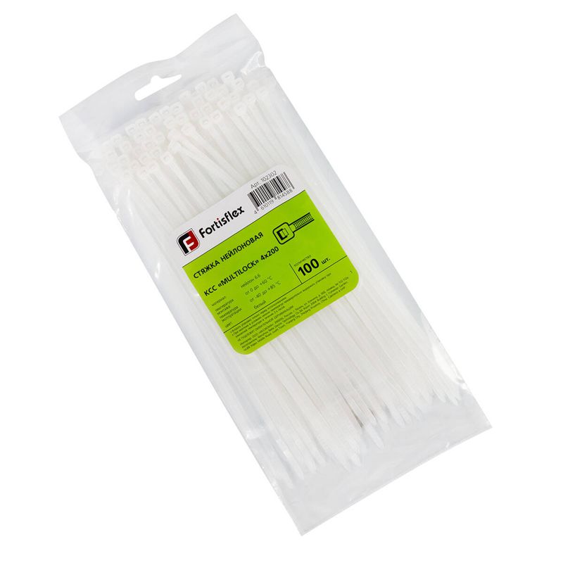 Хомут нейлоновый КСС MULTILOCK 4х200 бел. (уп.100шт) Fortisflex 102302