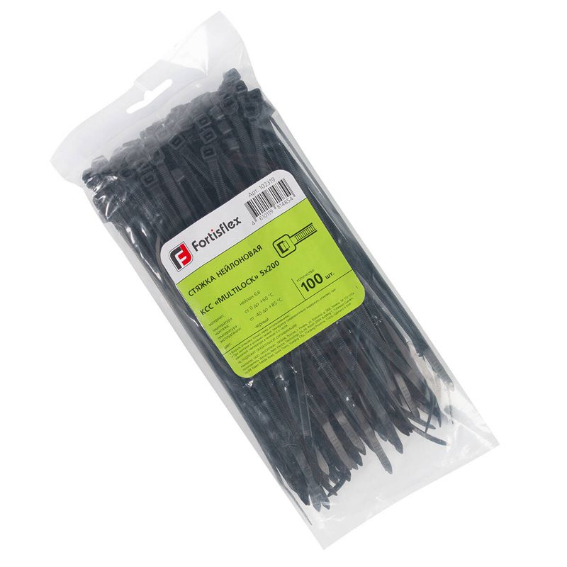 Хомут нейлоновый КСС MULTILOCK 5х200 черн. (уп.100шт) Fortisflex 102319