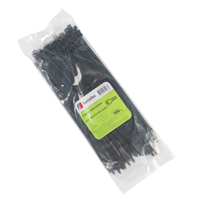 Хомут нейлоновый КСС MULTILOCK 5х250 черн. (уп.100шт) Fortisflex 102320