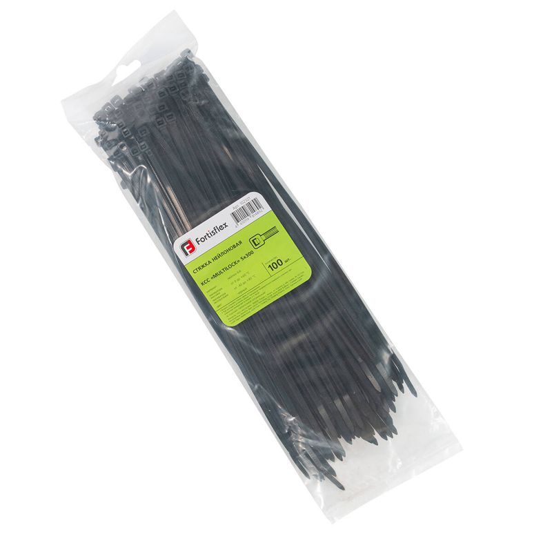 Хомут нейлоновый КСС MULTILOCK 5х300 черн. (уп.100шт) Fortisflex 102321