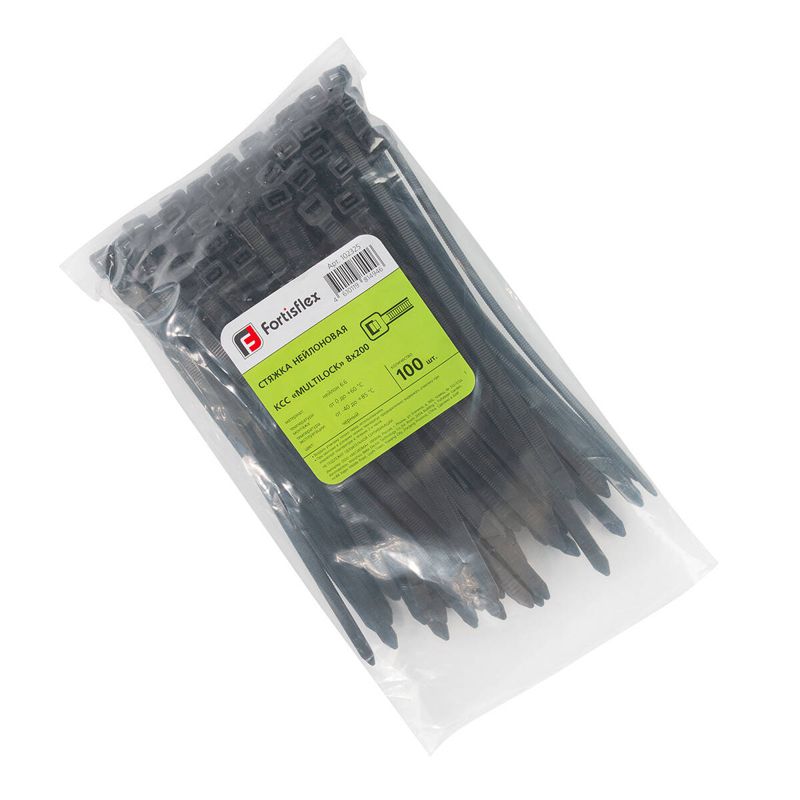 Хомут нейлоновый КСС MULTILOCK 8х200 черн. (уп.100шт) Fortisflex 102325
