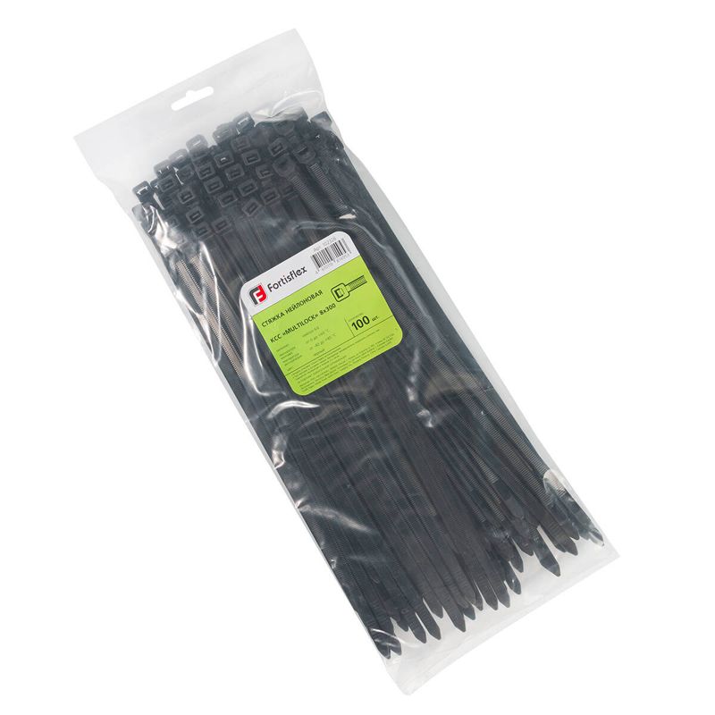 Хомут нейлоновый КСС MULTILOCK 8х300 черн. (уп.100шт) Fortisflex 102326