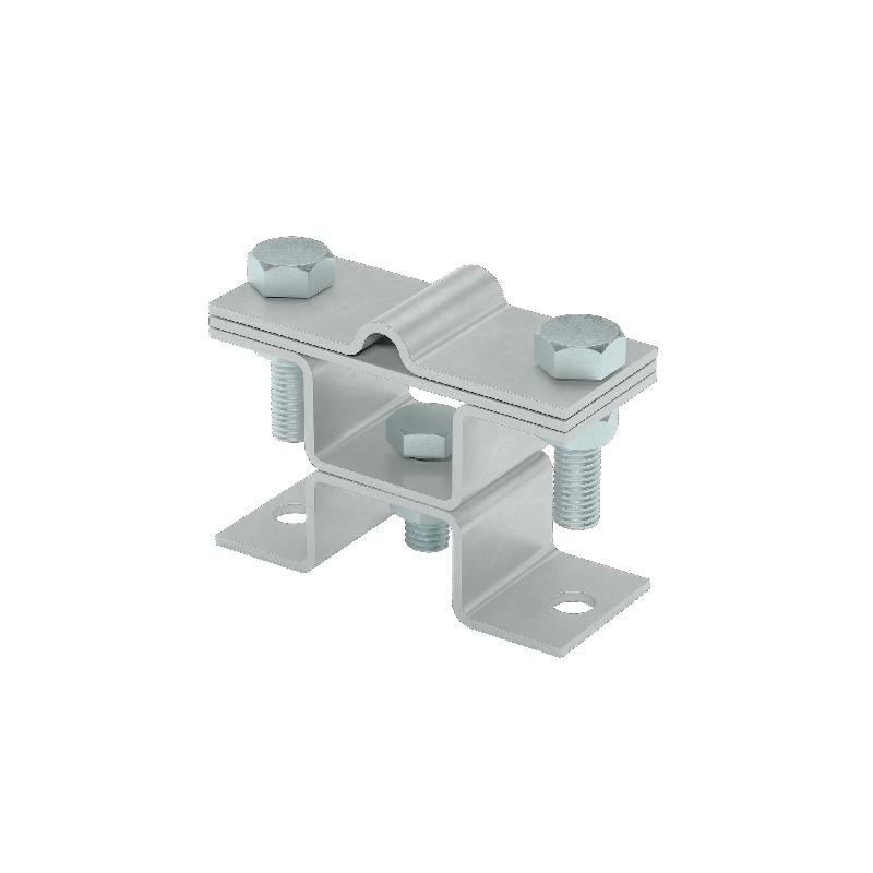 Держатель универсальный на мостовой опоре двойной для прутка d5-8мм и полосы до 40мм с 2 пластинами XUDMO2-D5-8-B40 HD КМ MA0788