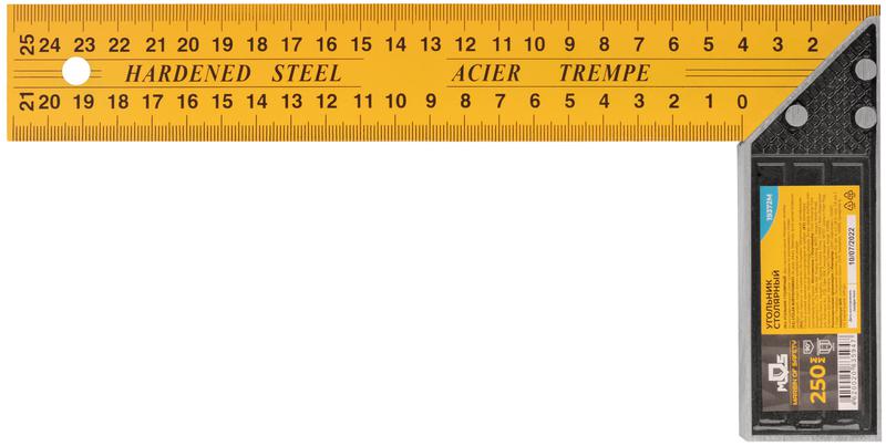 Угольник столярный двусторонняя шкала 250мм MOS 19372М