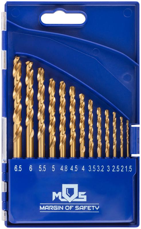 Набор сверл по металлу HSS шлифованные титановое покрытие угол заточки 135град. пласт. кейс 13шт (1.5-2.0-2.5-3-3.2-3.5-4-4.5-4.8-5-5.5-6-6.5мм) MOS 35734М