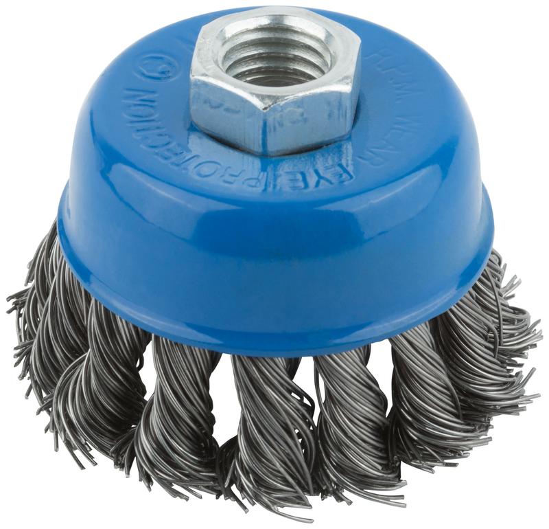 Корщетка тип "чашка" гайка М14 стальная витая проволока 65мм MOS 38951М