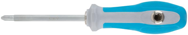 Отвертка с переставным жалом комбинированная прямая и Т-образ. прорезиненная ручка 6х120мм PH2/SL6 MOS 56228М