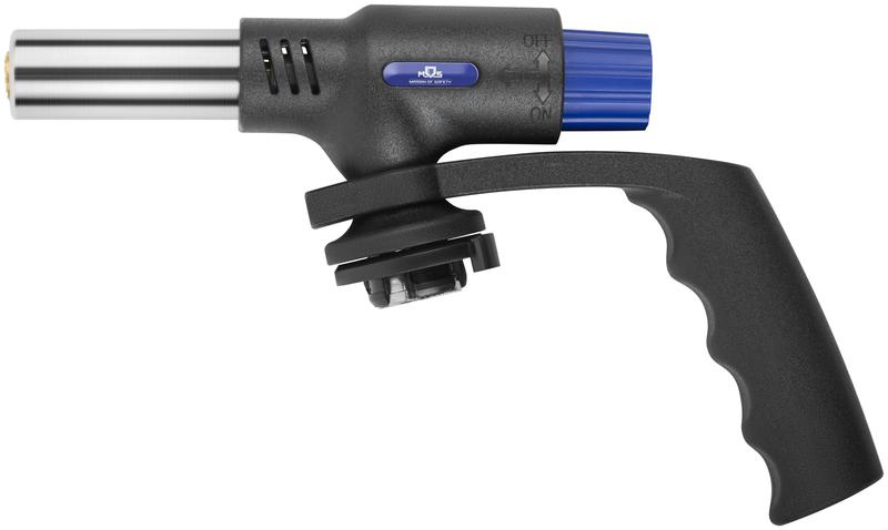 Горелка газовая на цанговый баллон пласт. корпус с рукоятью с пьезоподжигом сопло 22мм MOS 67658М