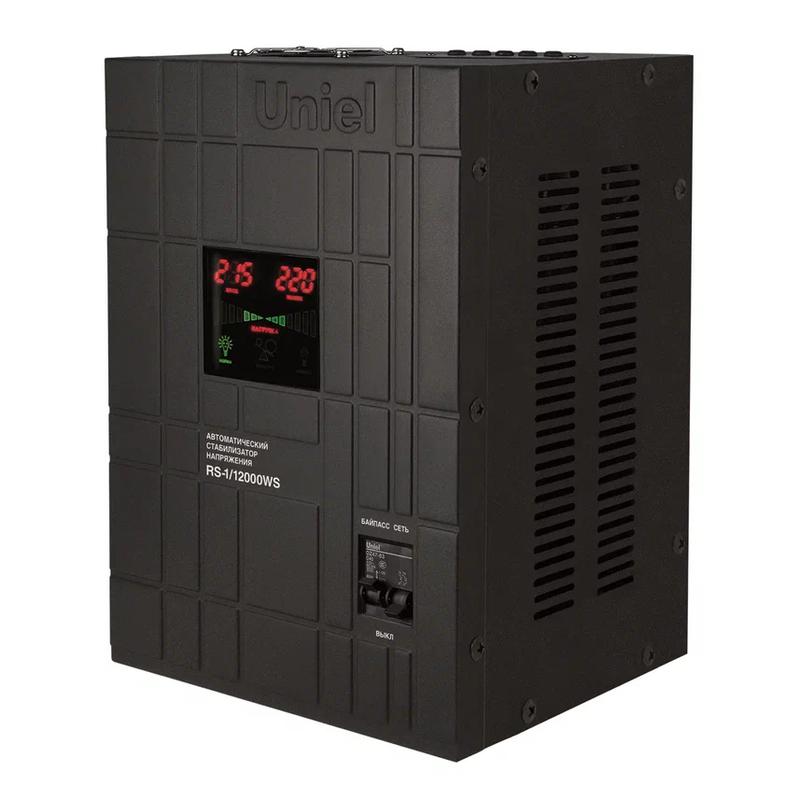 Стабилизатор напряжения RS-1/12000WS 1ф 12кВА релейный настен. с гальванической развязкой Uniel 07386