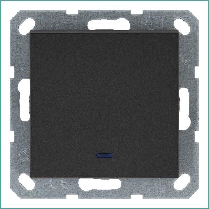 Выключатель 1-кл. 10А IP20 с подсветкой механизм антрацит Jasmart G3011NB