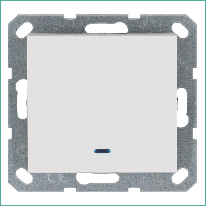 Выключатель 1-кл. 10А IP20 с подсветкой механизм бел. глянцевый Jasmart G3011NW