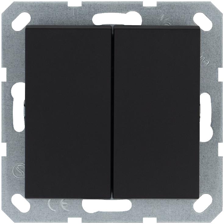 Выключатель 2-кл. 10А IP20 механизм черн. матовый soft touch Jasmart G3023PB