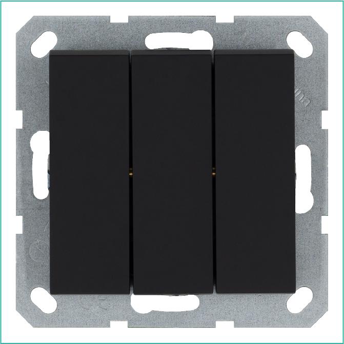 Выключатель 3-кл. 10А IP20 механизм черн. матовый soft touch Jasmart G3031PB