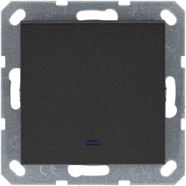 Переключатель проходной 1-кл. 10А IP20 с подсветкой механизм антрацит Jasmart G3012NB