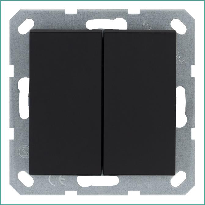 Переключатель проходной 2-кл. 10А IP20 механизм черн. матов. soft touch Jasmart G3022PB