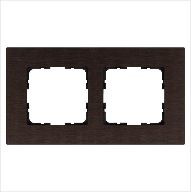 Рамка 2-м G-Metal метал. алюм. корич. Brown Jasmart G1002AZ