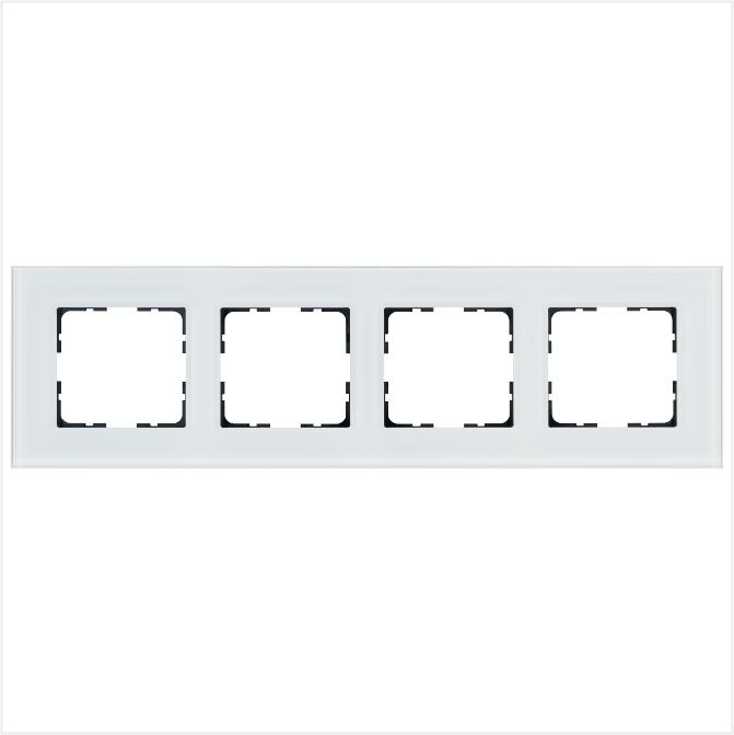 Рамка 4-м G-Glass стекло бел. White Glass Jasmart G1004GW