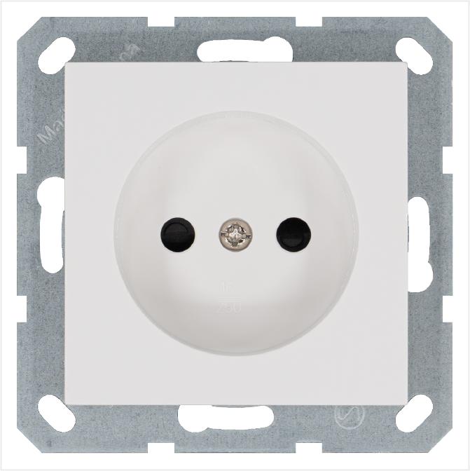Розетка 1-м 16А IP20 без заземл. защ. шторки механизм бел. глянцевый Jasmart G5503W