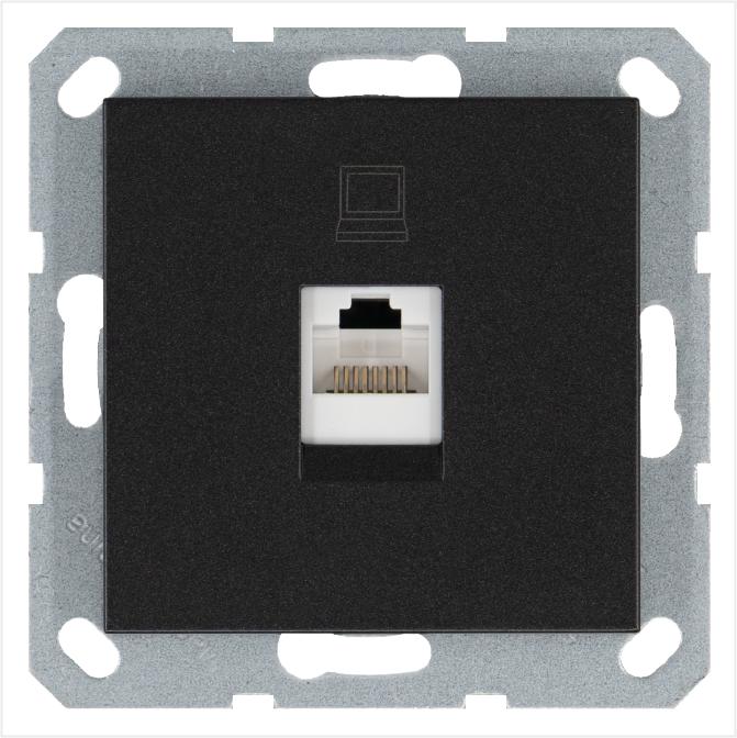 Розетка компьютерная 1-м RJ45 IP20 кат. 5E механизм антрацит Jasmart G6105B