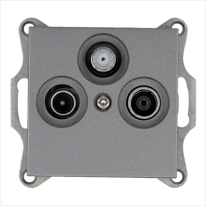 Розетка телевизионная оконечная TV + FM + SAT 3-м Ф9.5мм механизм алюм. Jasmart G6206S